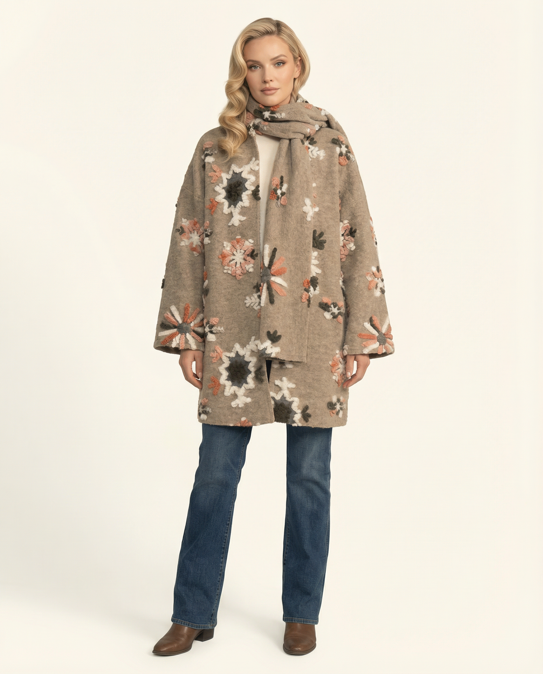 Snow Floral Open Cardigan – Dos Femmes