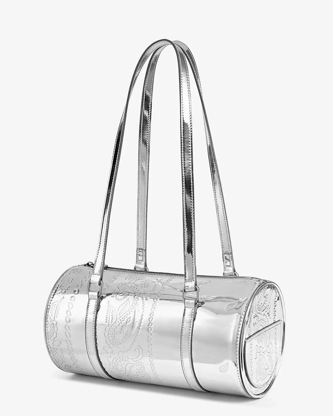 Silver Paisley Barrel Bag