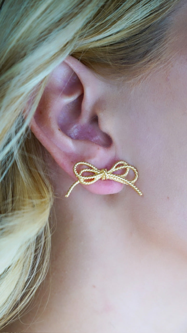 Gold Bow Love Knot Stud Earrings