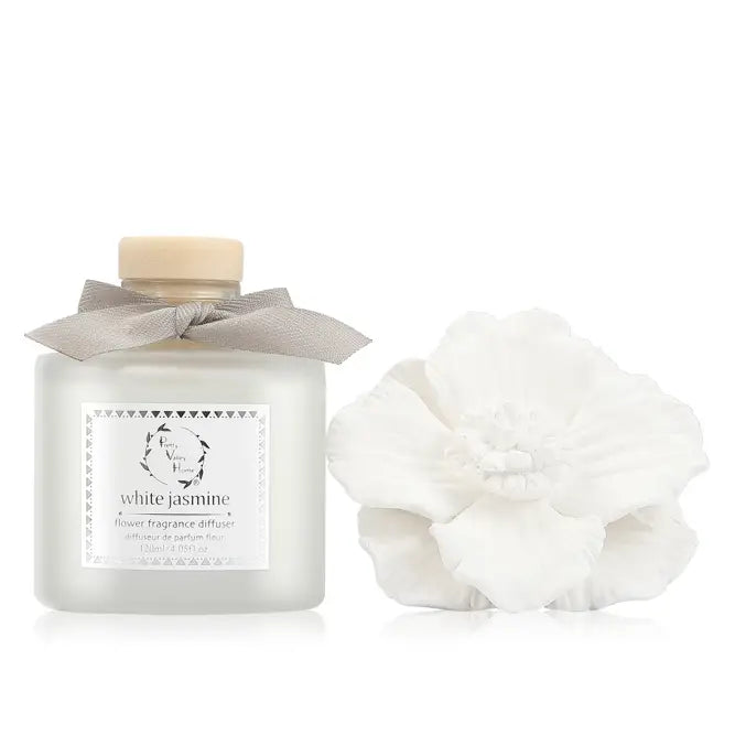 Marigold Ceramic Flower Diffuser Gift Set - White Jasmine