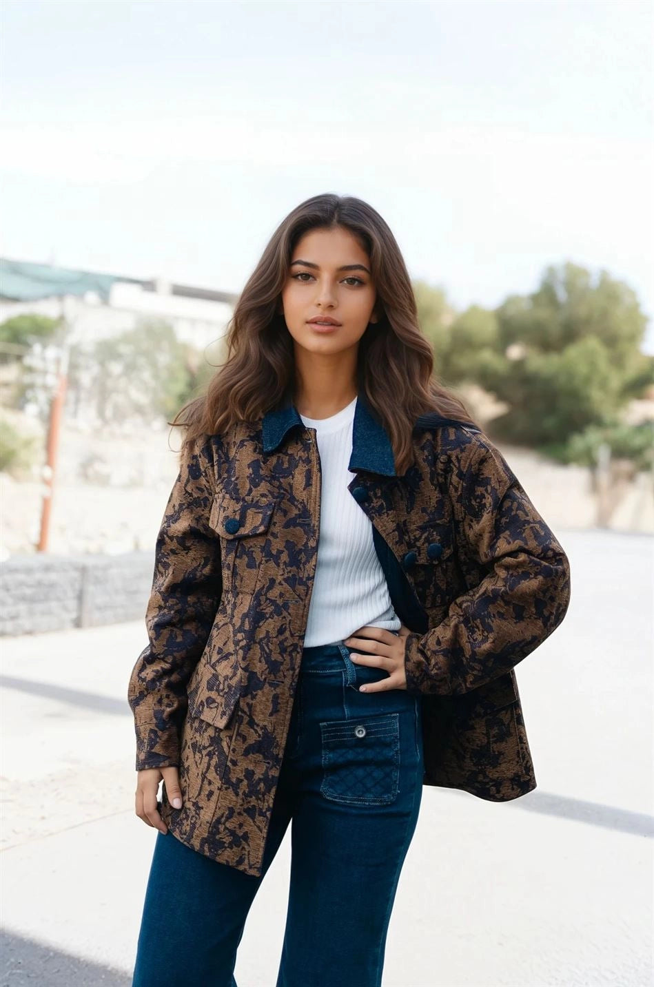 Reversible Barn Jacket with Jacquard Print