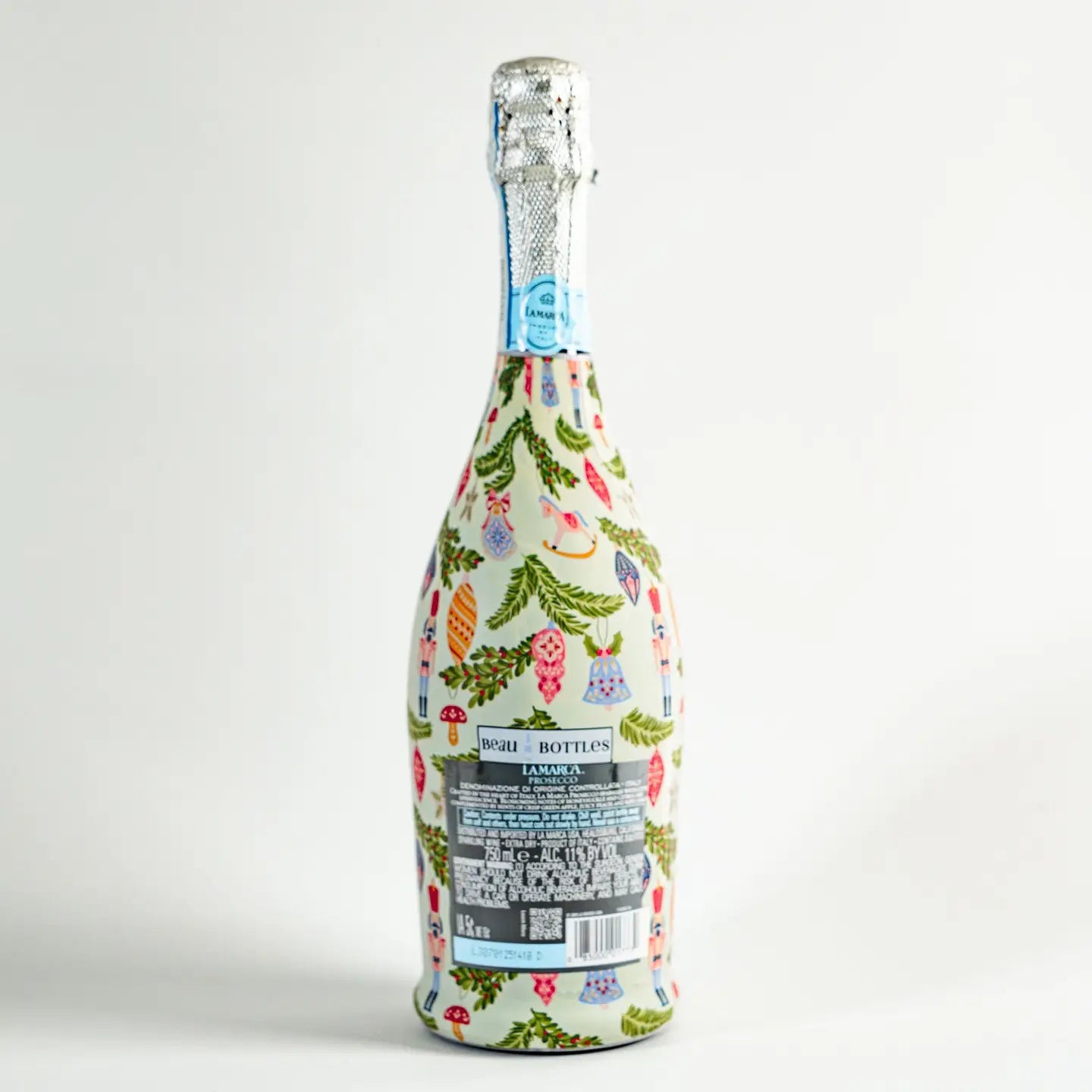 Merry Little Ornaments Prosecco Bottle Wrap
