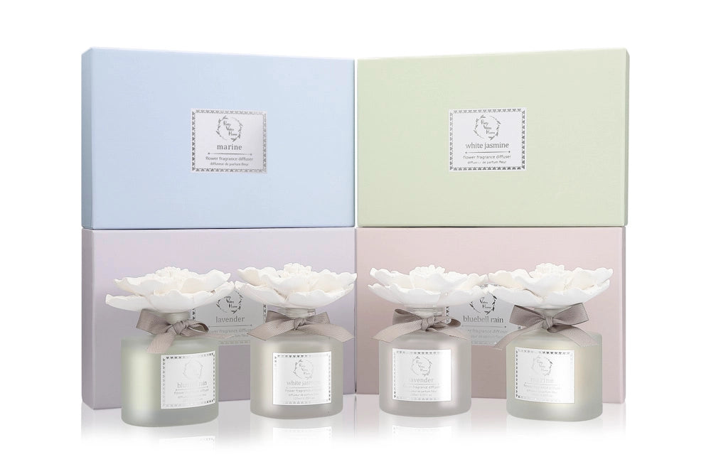 Marigold Ceramic Flower Diffuser Gift Set - Bluebell Rain