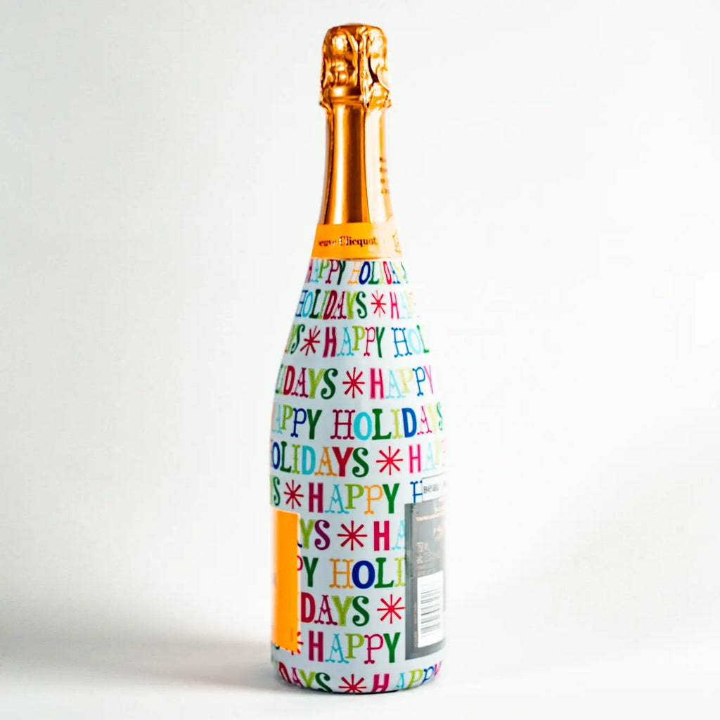 Happy Holidays Champagne Bottle Wrap
