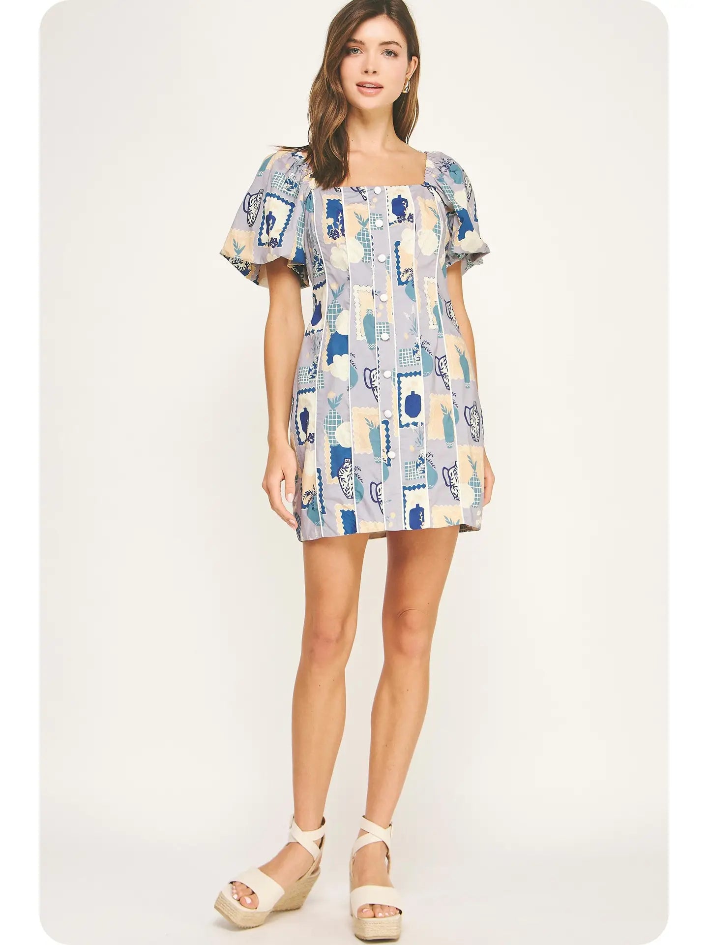 Grecian Striped Poplin Dress