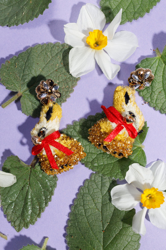 Bowtie Rabbit Earrings (3-D)