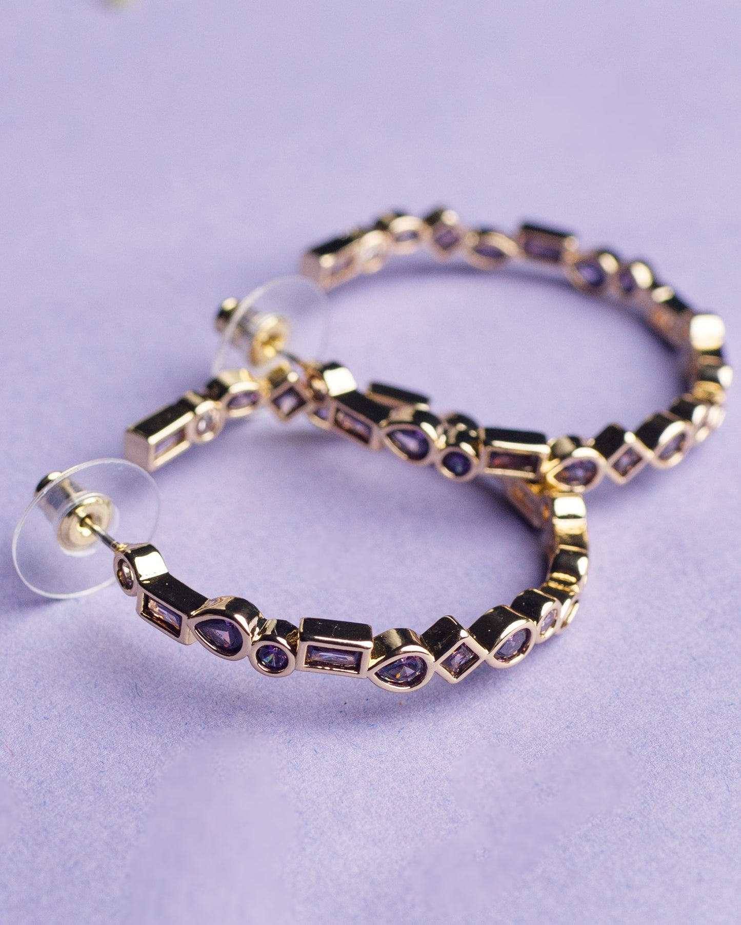 Aster Purple Gemstone Hoops