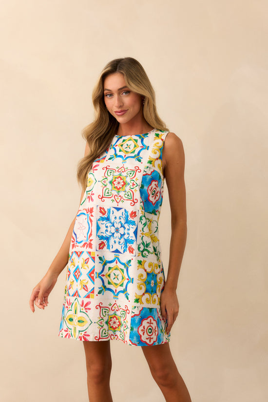 Sicilian Tile Shift Dress