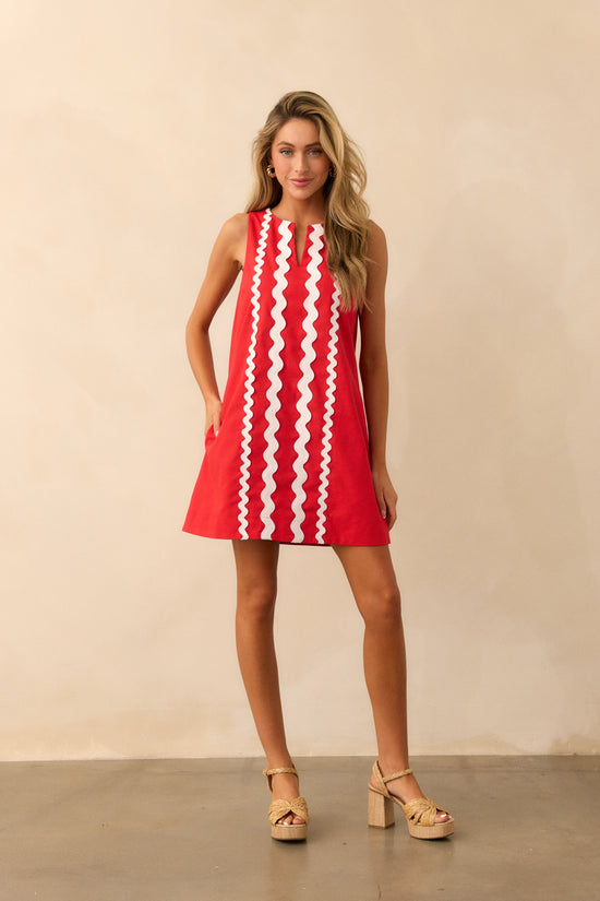 Red Ric Rac Shift Dress