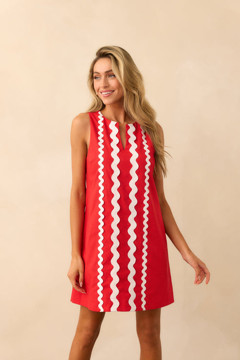 Red Ric Rac Shift Dress