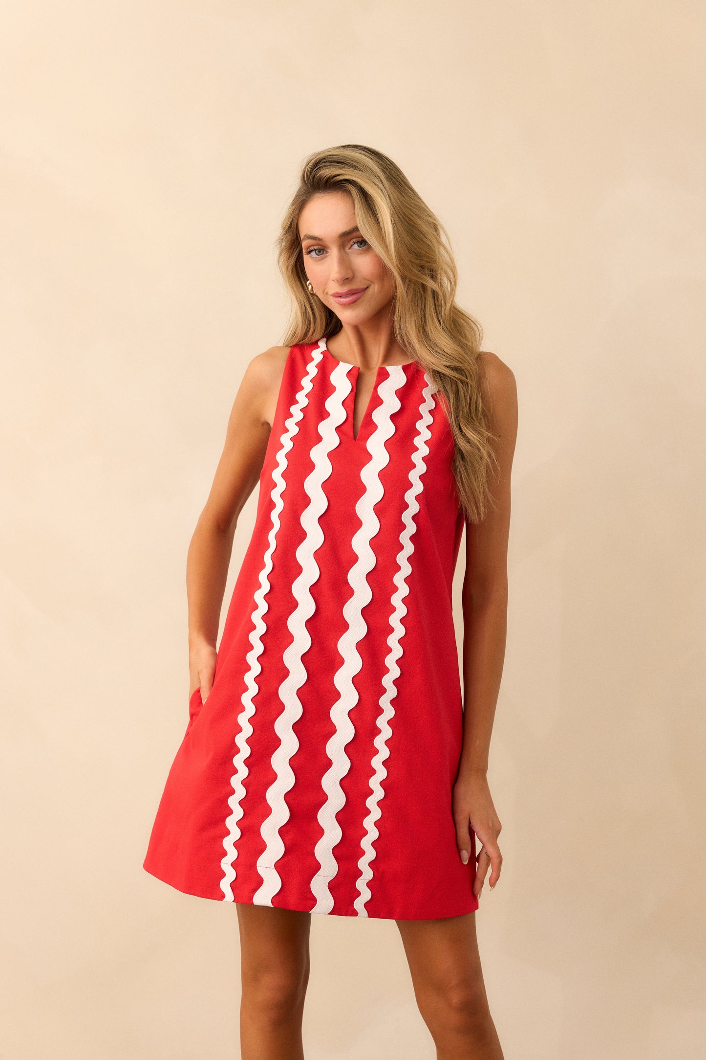 Red Ric Rac Shift Dress