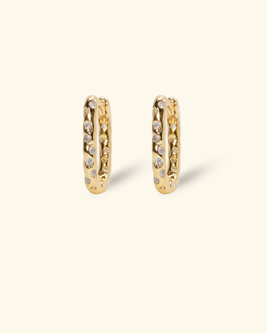 Gold Pavé Huggie Earrings