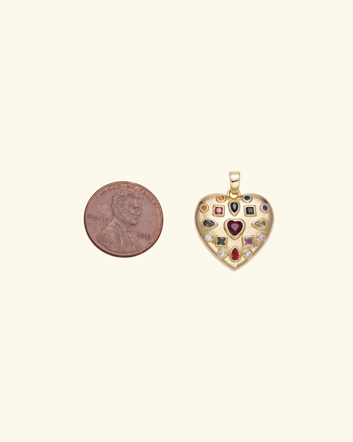 14k Gold Filled Multicolor Heart Charm