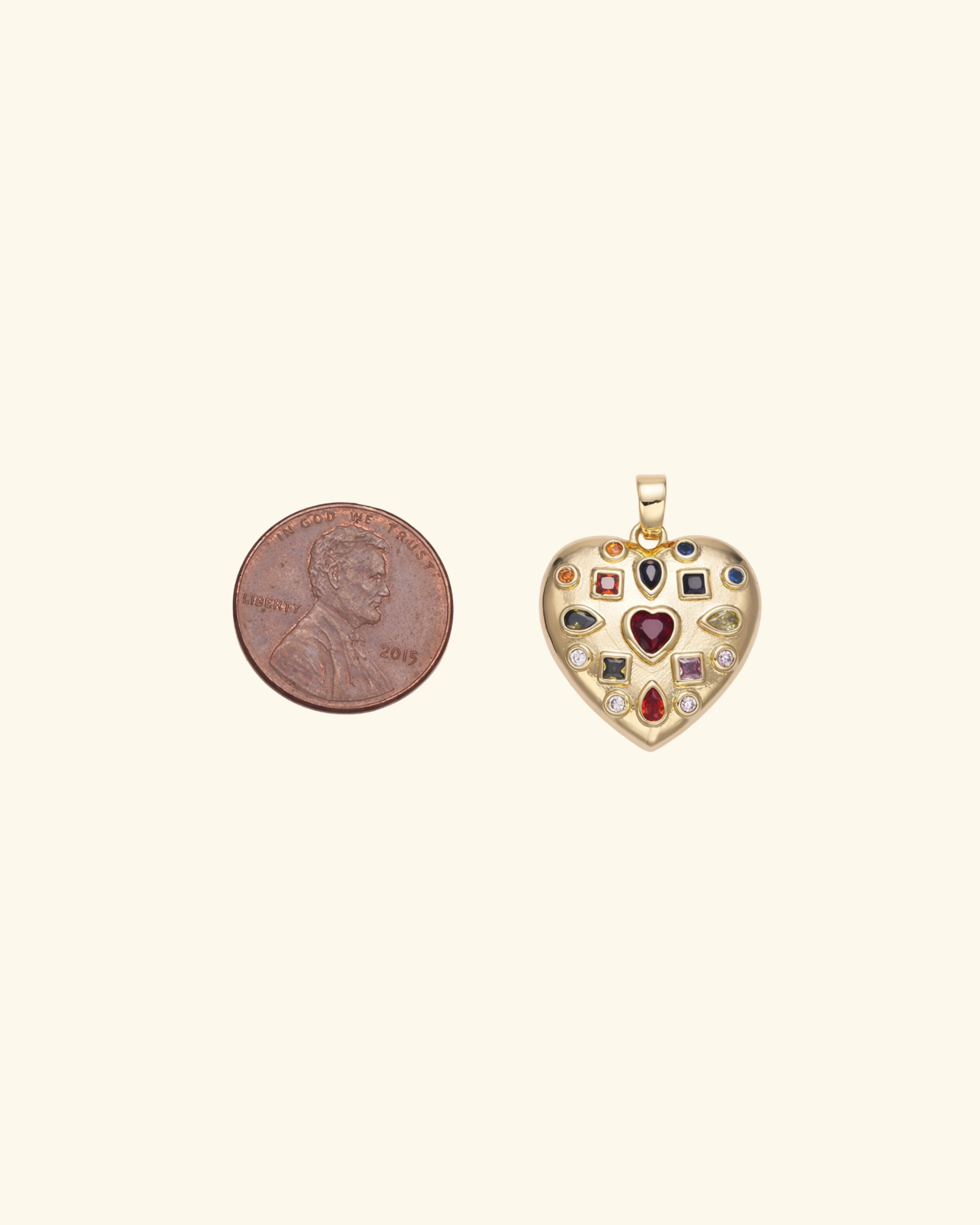 14k Gold Filled Multicolor Heart Charm
