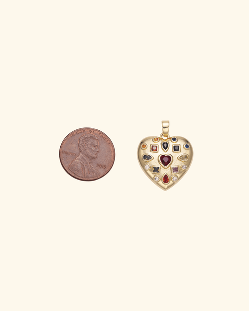 14k Gold Filled Multicolor Heart Charm