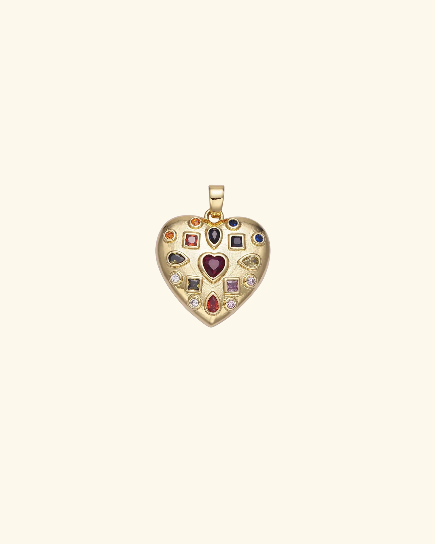 14k Gold Filled Multicolor Heart Charm