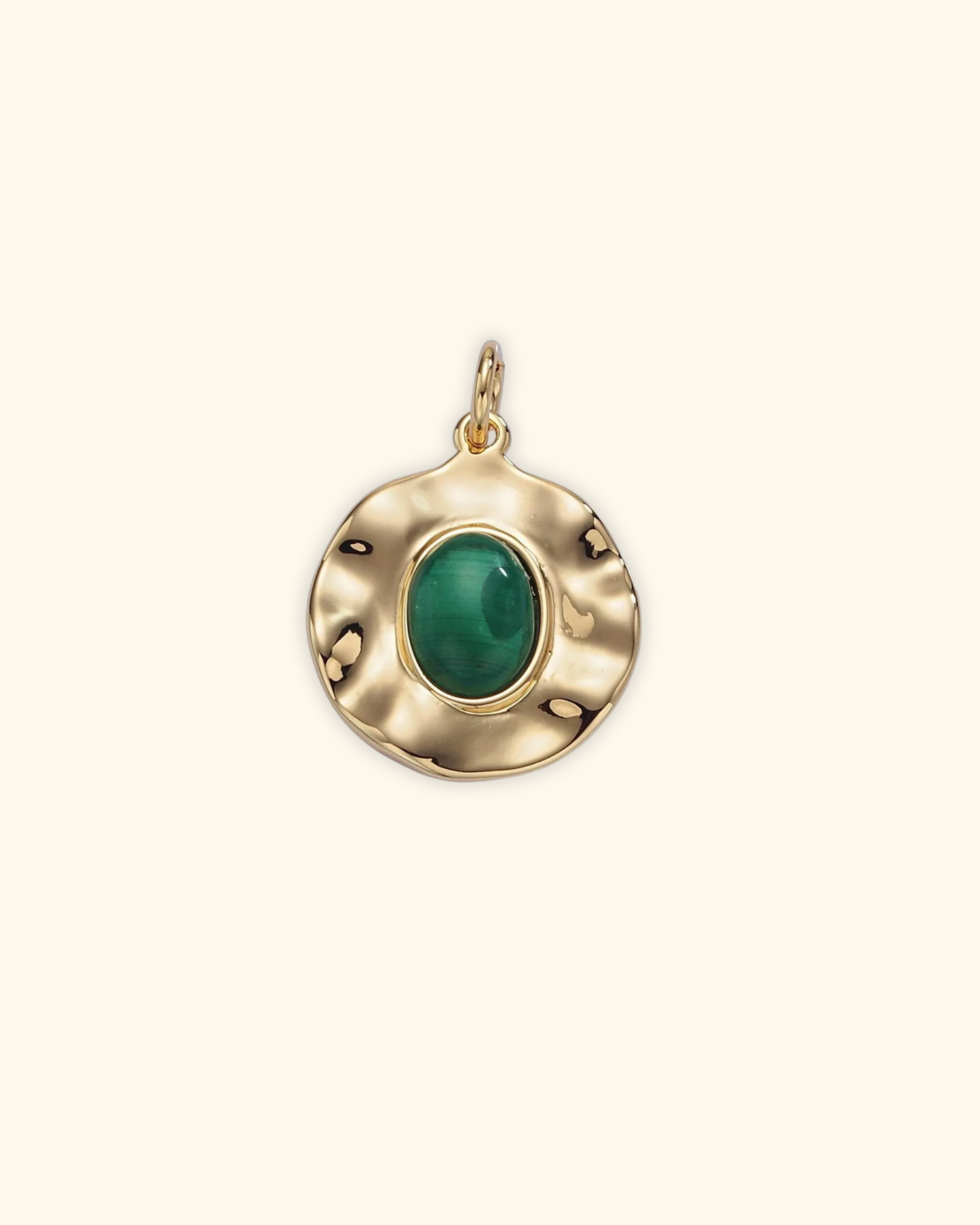 16k Gold Filled Green Malachite Pendant Charm