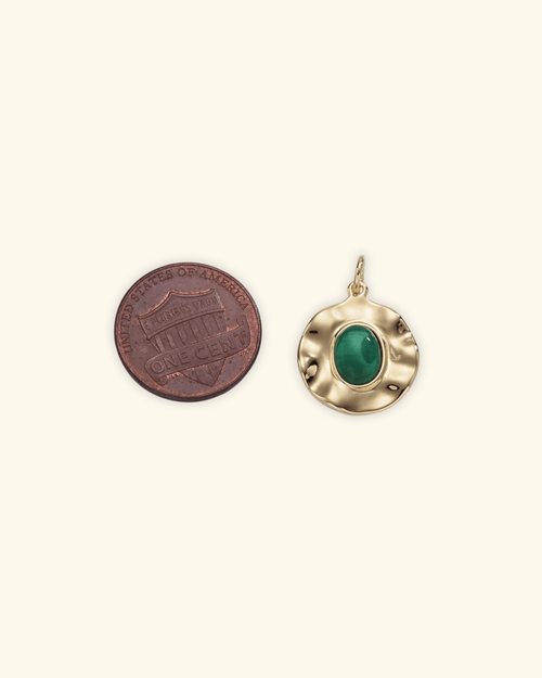 16k Gold Filled Green Malachite Pendant Charm