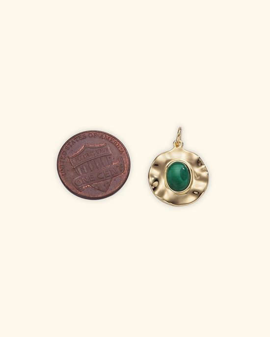 16k Gold Filled Green Malachite Pendant Charm