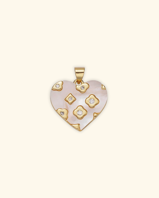 14k Gold Filled Pearl Heart Charm