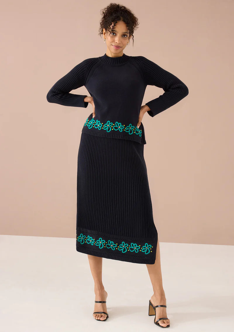 Hand Embroidered Floral Skirt