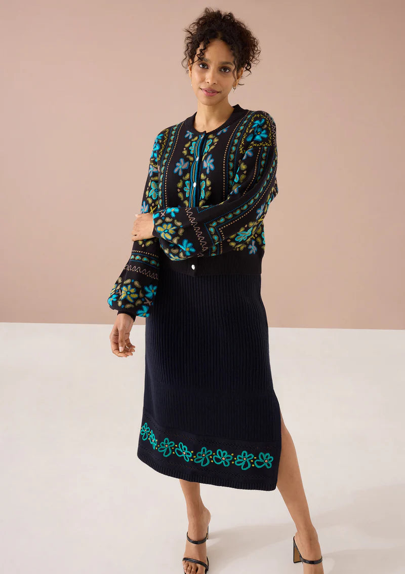 Hand Embroidered Floral Skirt