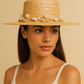 Natural Pearl Poms Straw Hat
