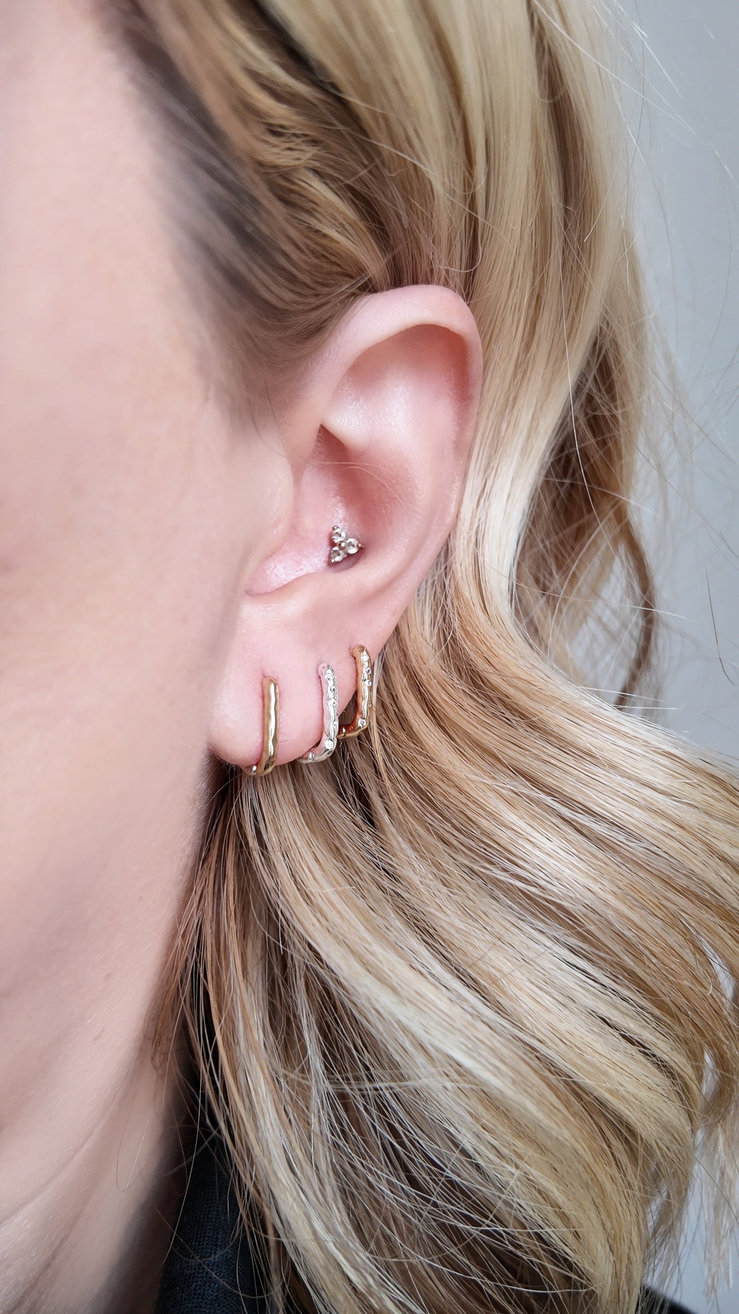 Silver Hammered Huggie Earrings