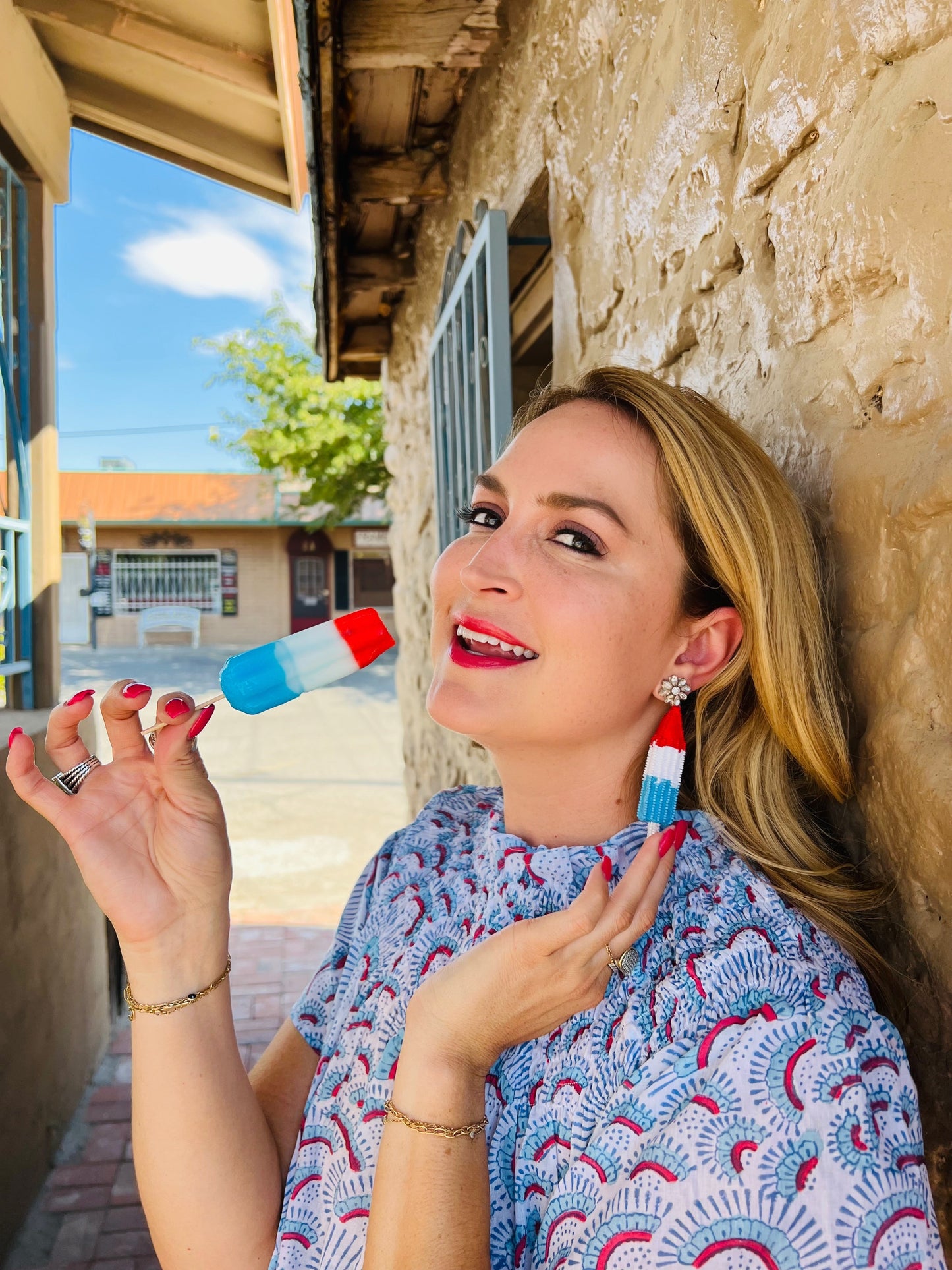 Patriotic Popsicle Earrings (3-D)