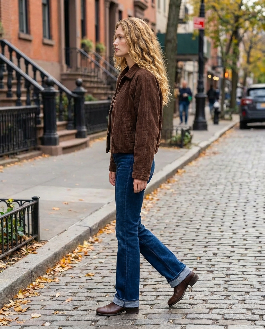 Brown Corduroy Zip Up Jacket