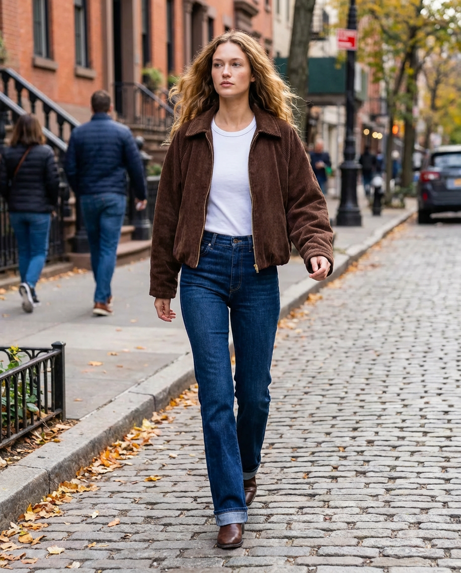 Brown Corduroy Zip Up Jacket
