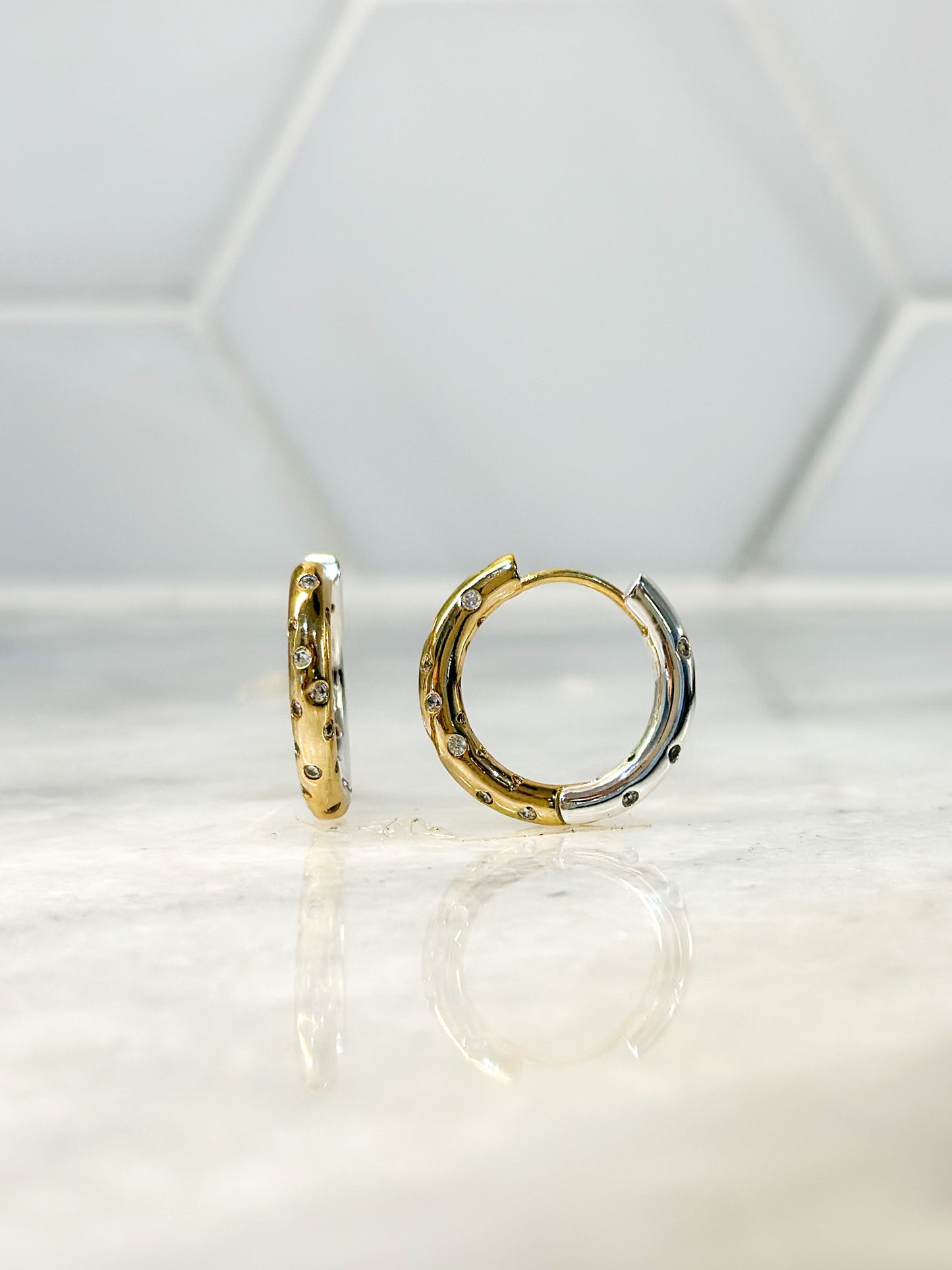 Pavé Two Hue Reversible Hoops