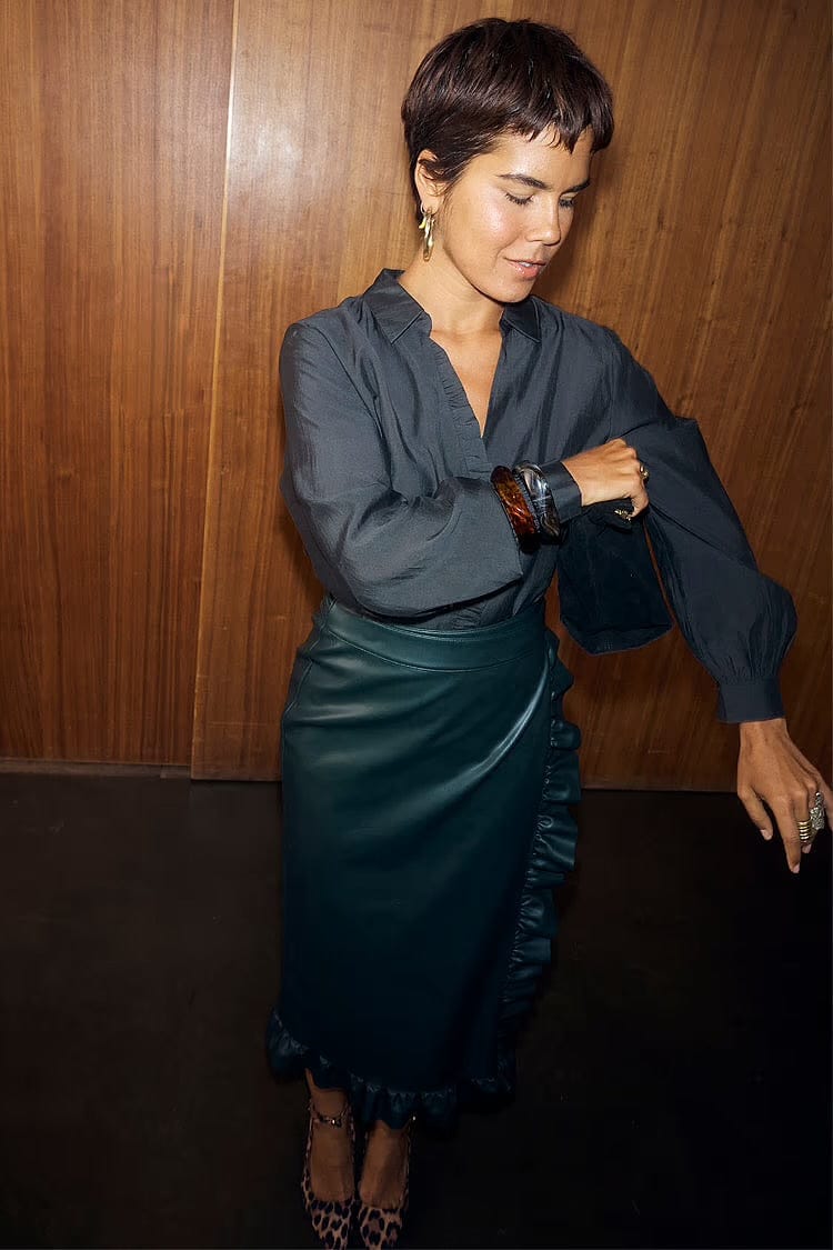 Deep Green Ruffle Miley Shirt