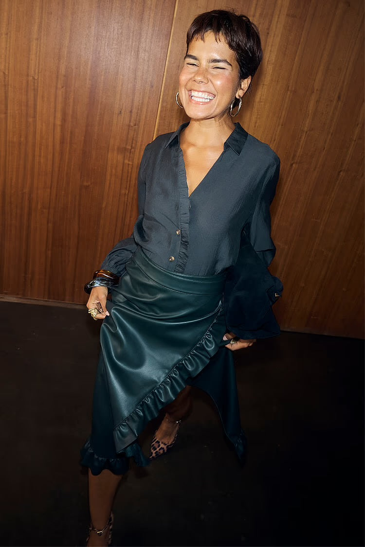 Deep Green Ruffle Miley Shirt