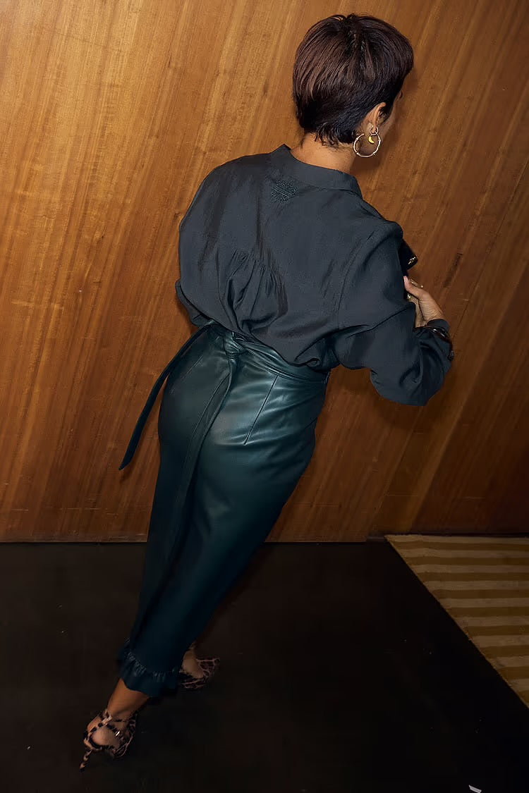 Deep Green Ruffle Miley Shirt