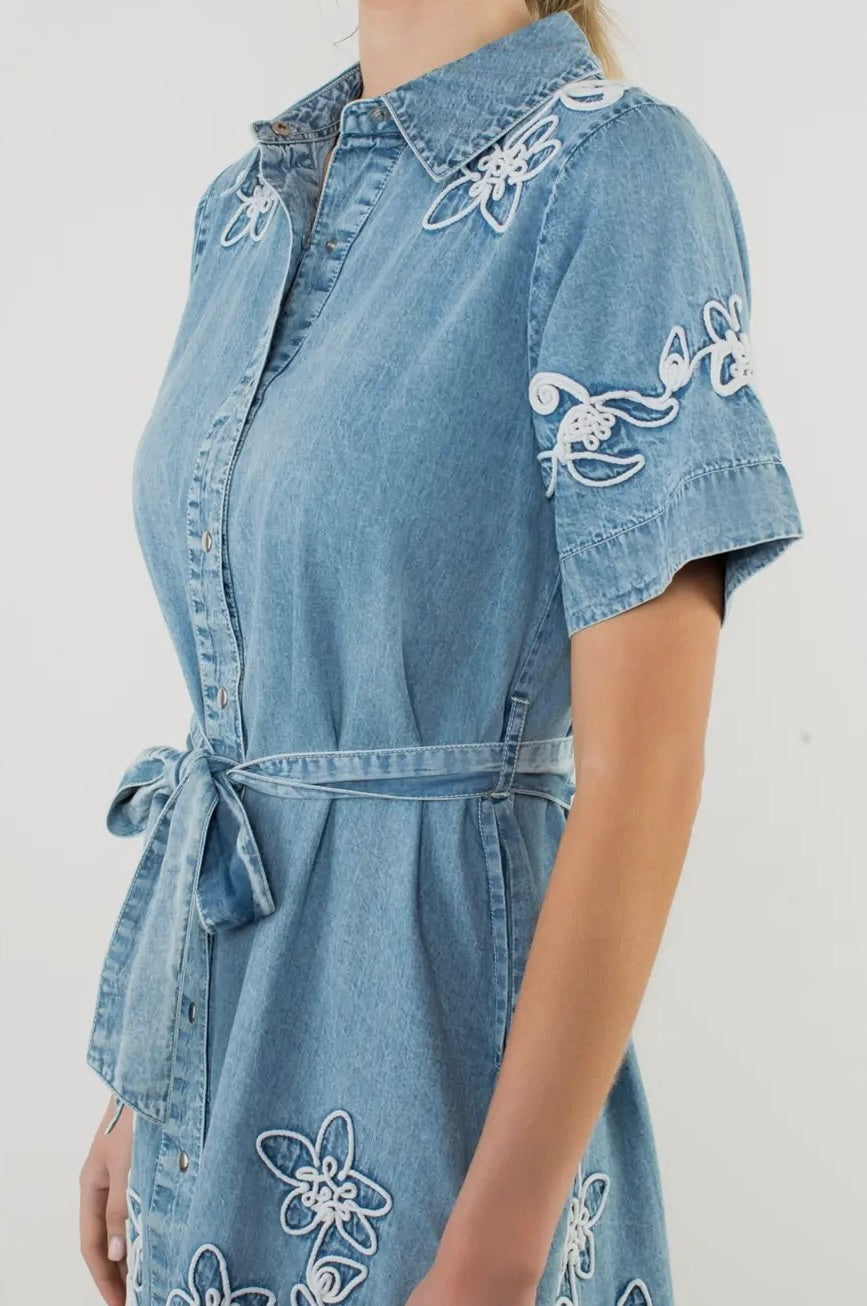 Little Outlaw Embroidered Denim Dress