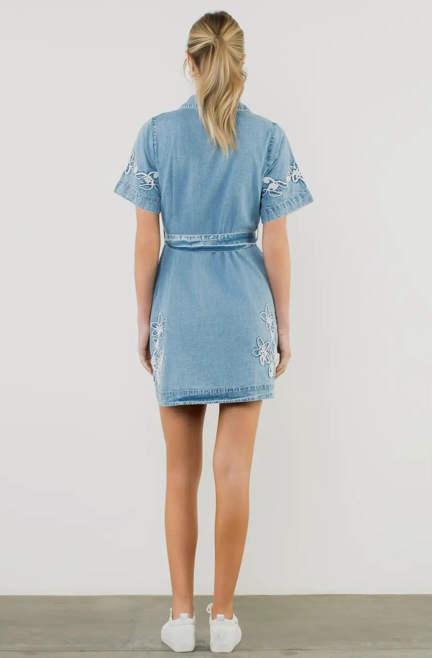 Little Outlaw Embroidered Denim Dress