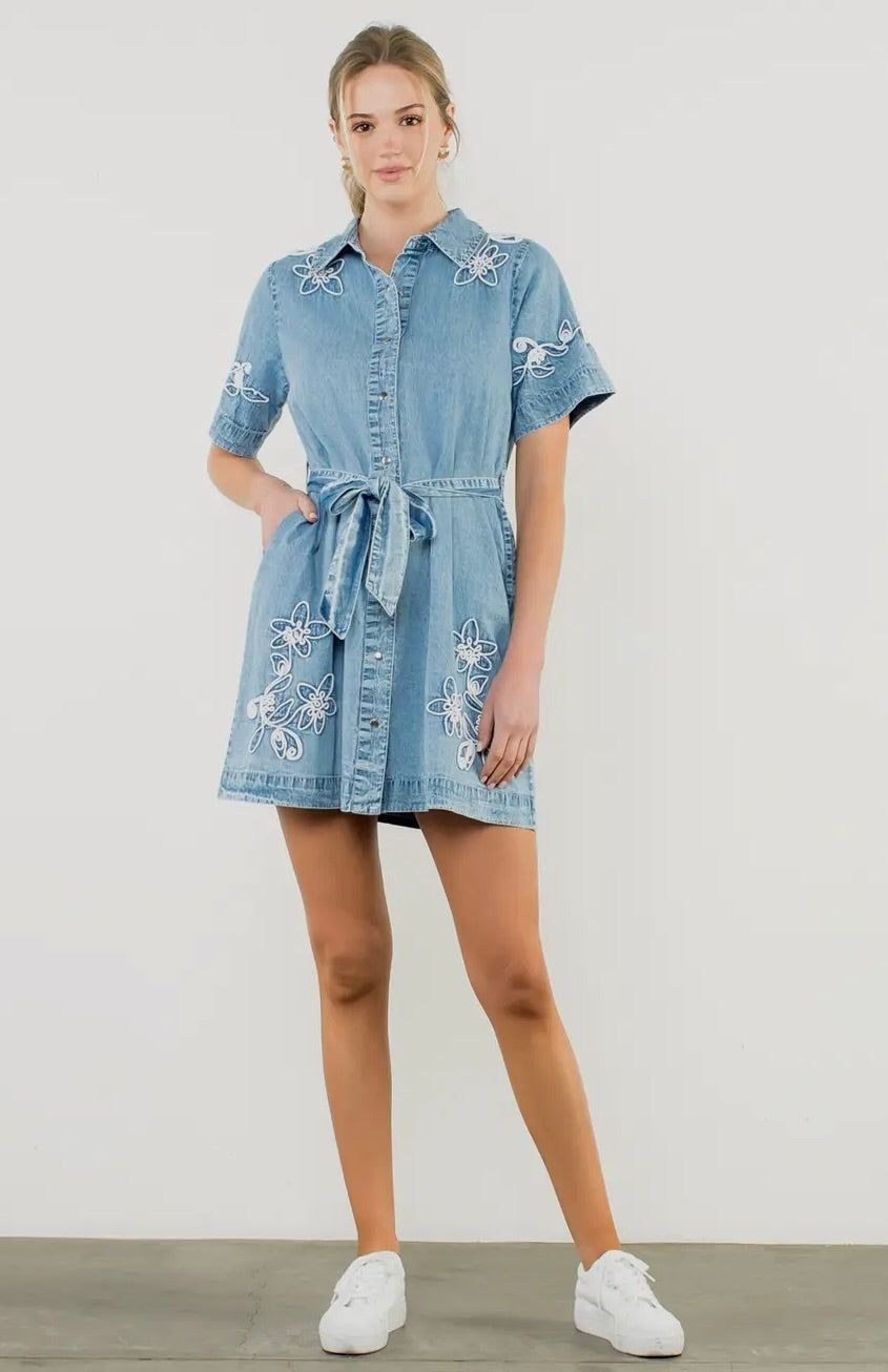 Little Outlaw Embroidered Denim Dress