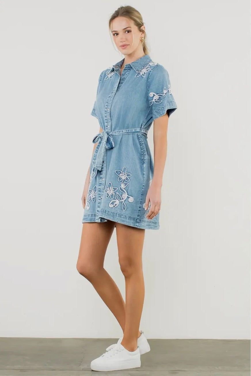 Little Outlaw Embroidered Denim Dress