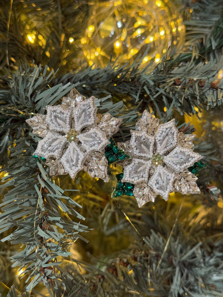 White Poinsettia Earrings