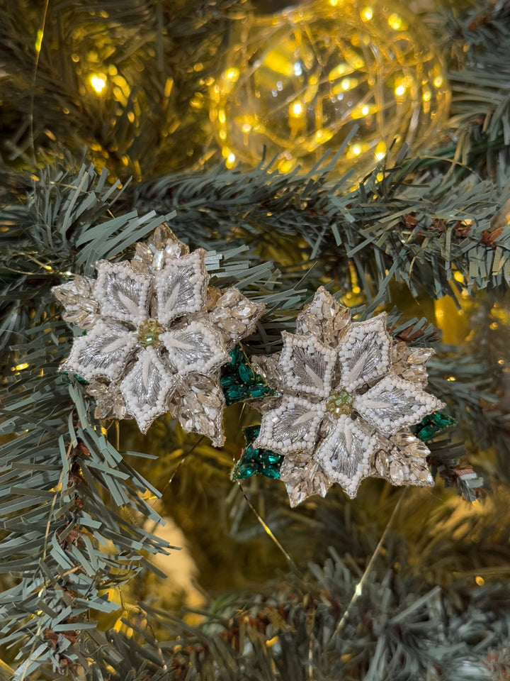 White Poinsettia Earrings