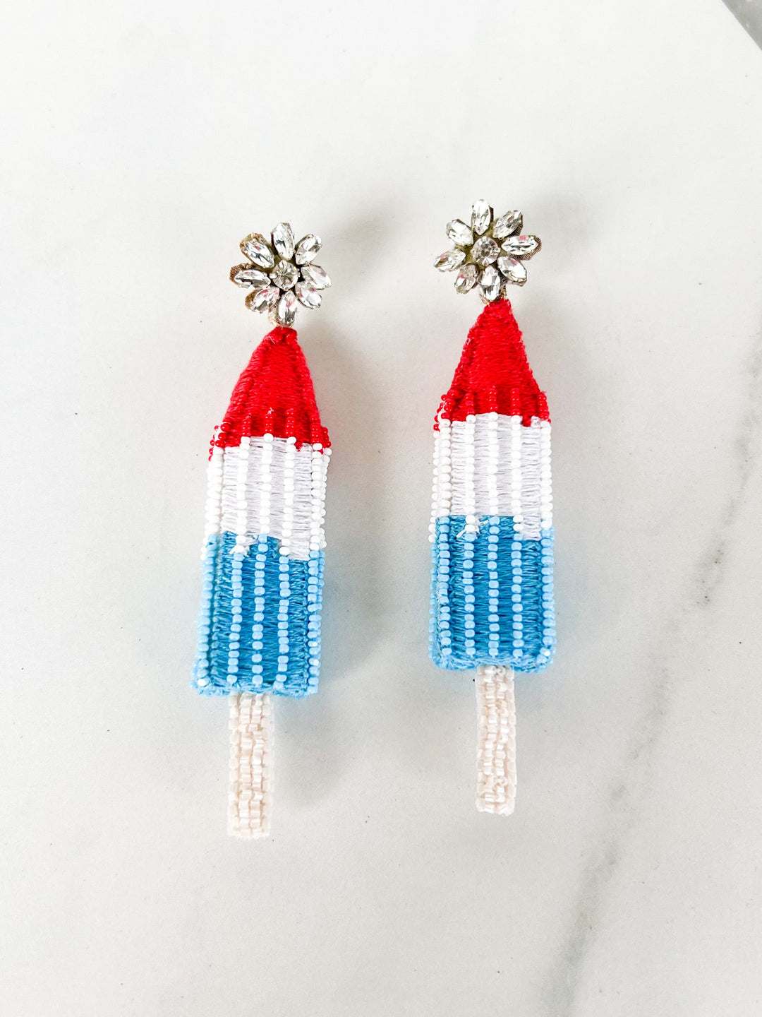 Patriotic Popsicle Earrings (3-D)