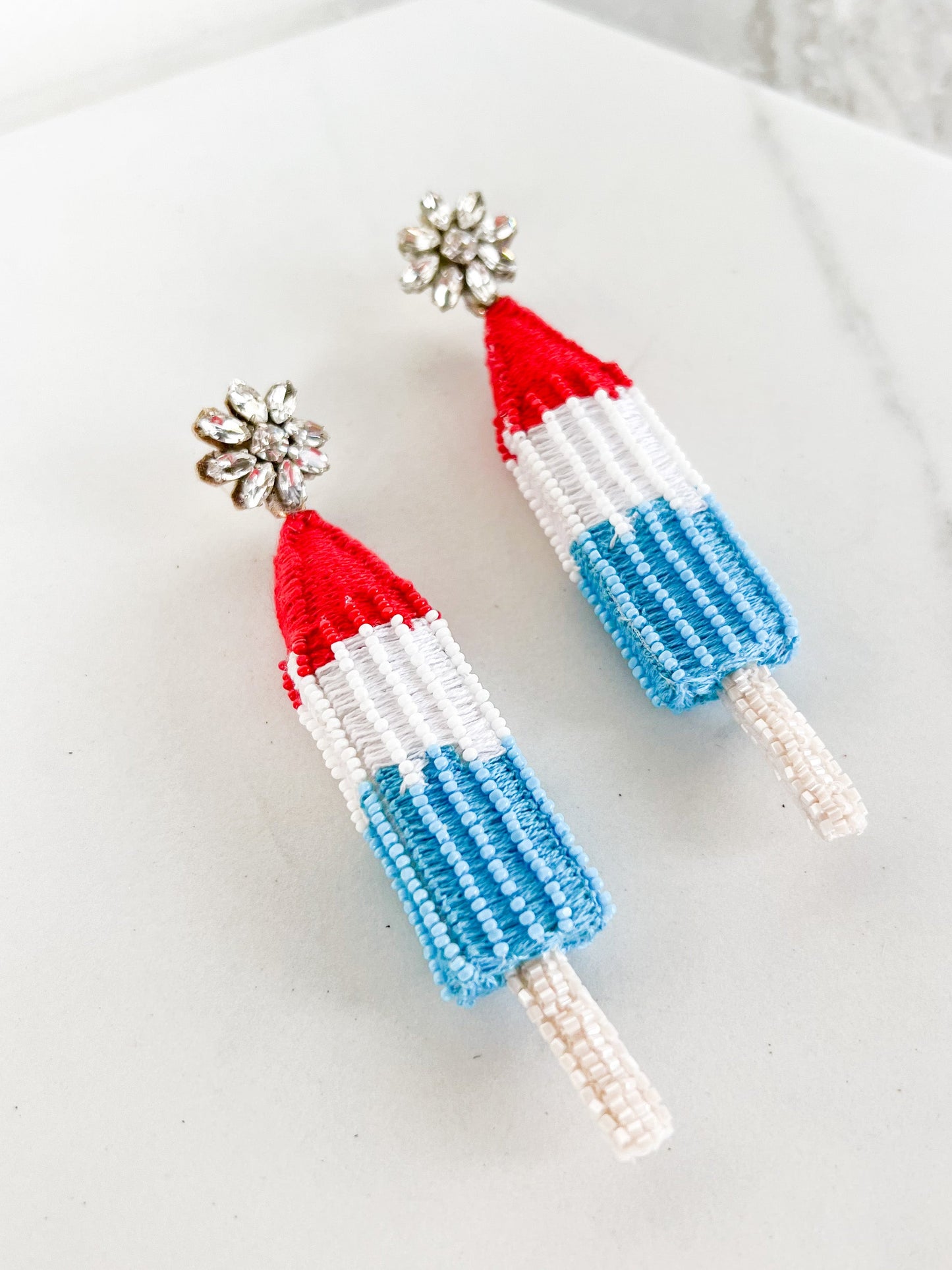 Patriotic Popsicle Earrings (3-D)