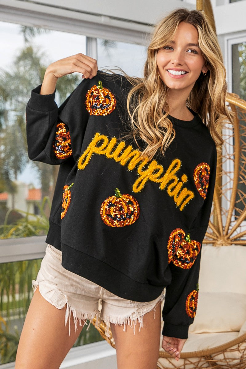 Pumpkin Tinsel Sweater