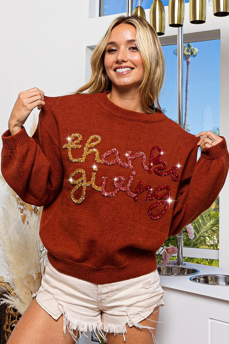 Thanksgiving Tinsel Sweater