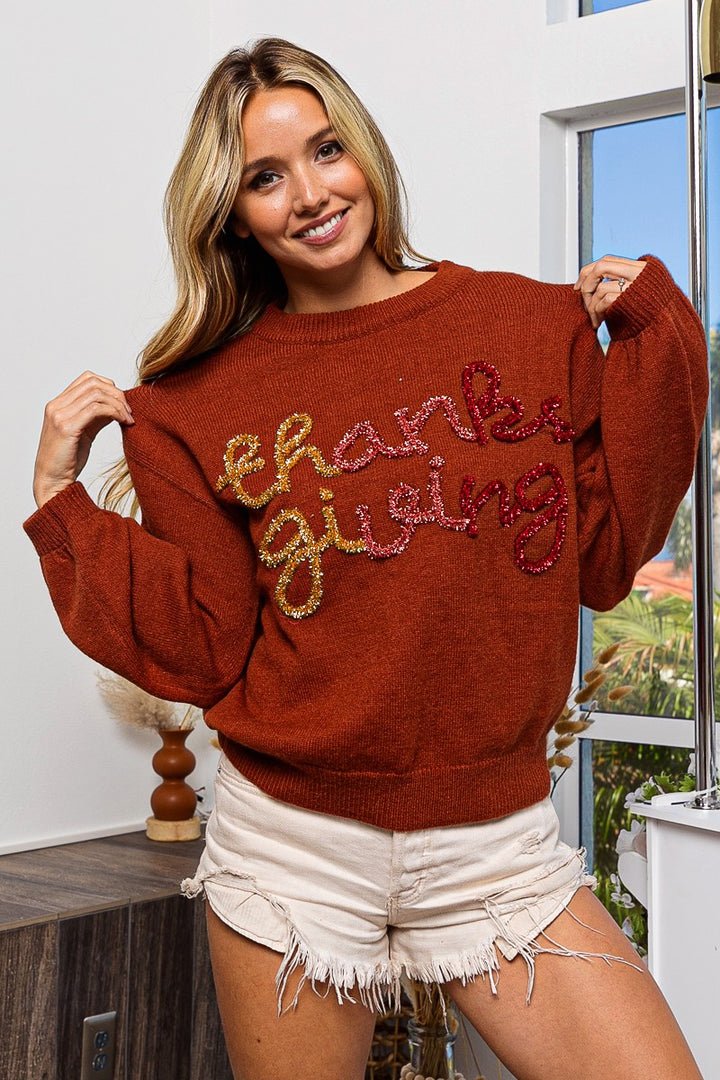 Thanksgiving Tinsel Sweater