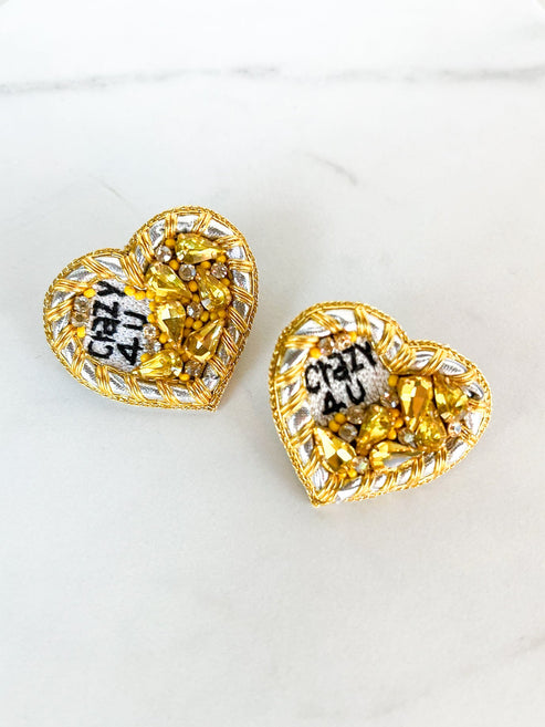 CRAZY 4 U Conversation Heart Studs