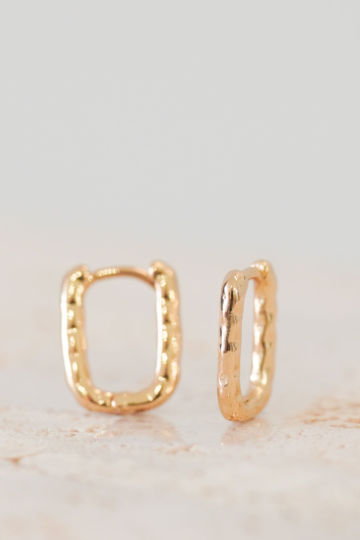 Gold Hammered Huggie Earrings