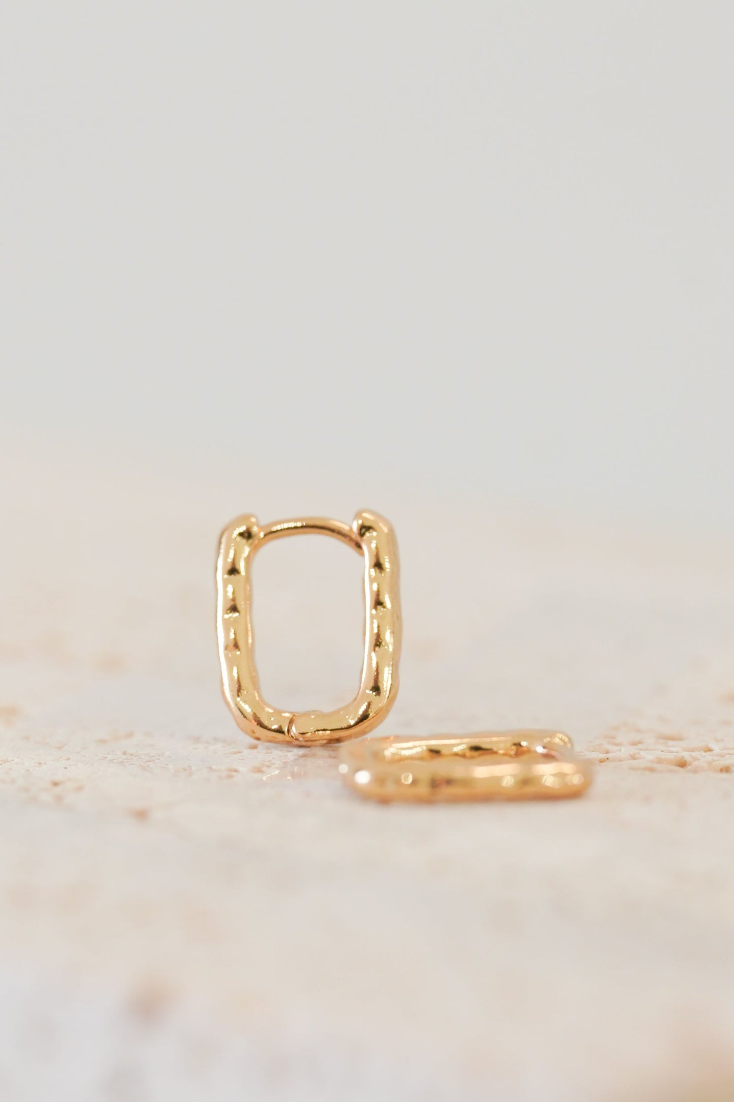 Gold Hammered Huggie Earrings