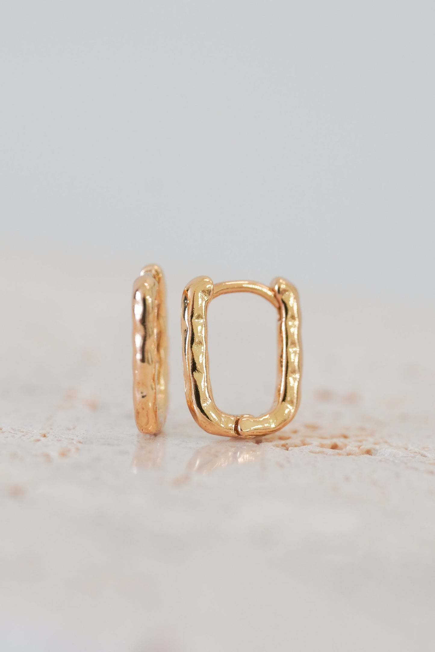 Gold Hammered Huggie Earrings